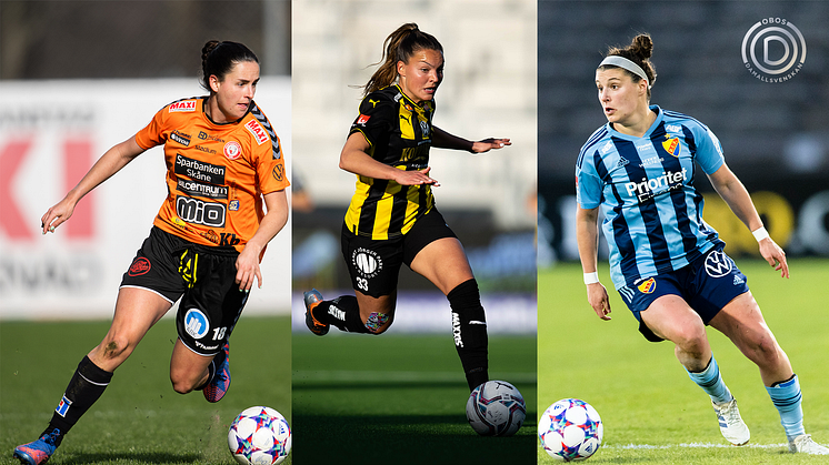 Topp 3 för titeln månadens spelare i OBOS Damallsvenskan framröstade