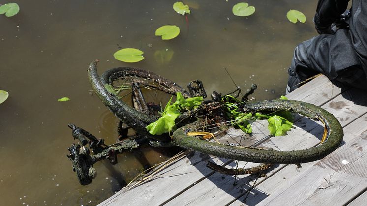 En av många cyklar som togs upp ur Mälaren förra året. 