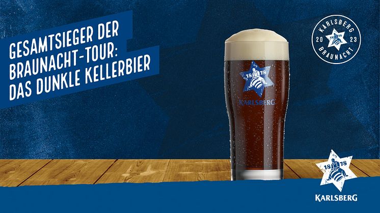 Besucherinnen und Besucher der fünf Karlsberg Braunächte haben das "Dunkle Kellerbier" zum diesjährigen Gewinner gewählt.