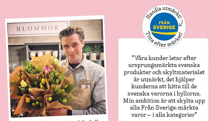 Marcus Terneborn, butikschef för landsortsbutiken ICA Nära Julitahallen, vill hjälpa sina kunder att hitta de ursprungsmärkta svenska produkterna de letar efter med hjälp av Från Sveriges nya butiksmaterial.