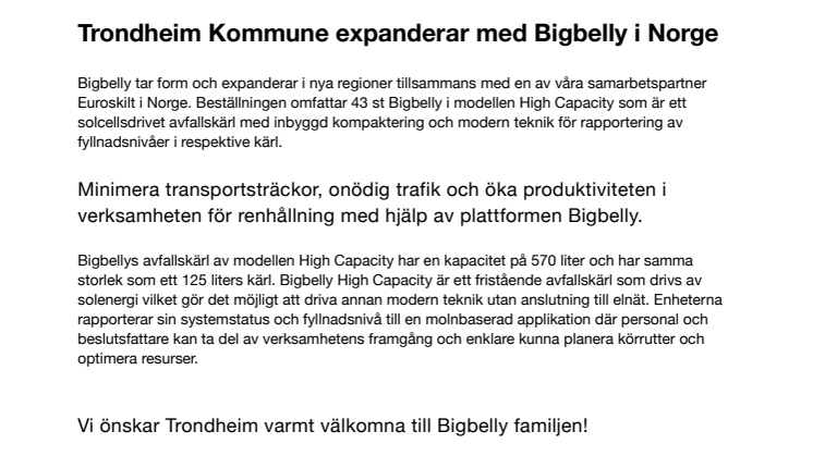 Trondheim utökar Bigbelly's smarta papperskorgar efter lyckat pilotprojekt