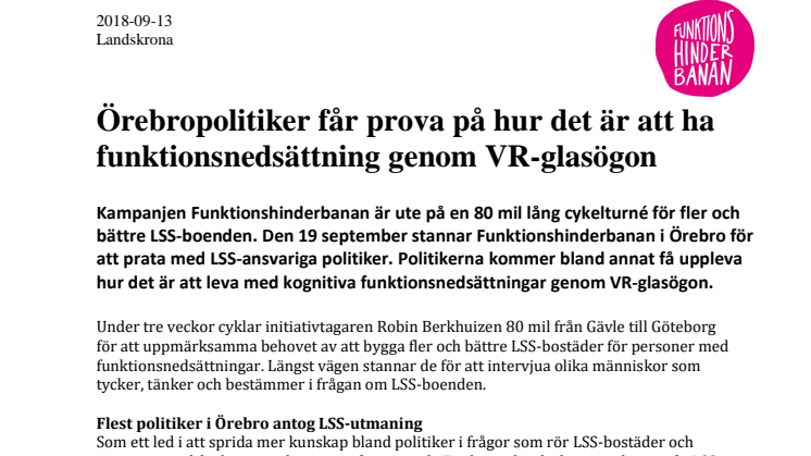 Örebropolitiker får prova på hur det är att ha funktionsnedsättning genom VR-glasögon