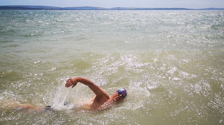 Mark in training for his Solent swim. Photo by Luca Ryan.