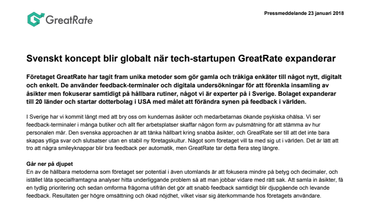 Svenskt koncept blir globalt när tech-startupen GreatRate expanderar