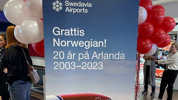 Norwegian 20 years sign