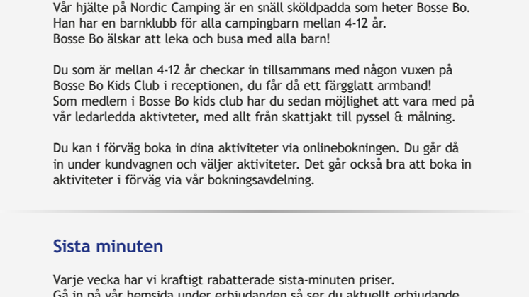 Nordic Camping & Resort Nyhetsbrev Maj månad