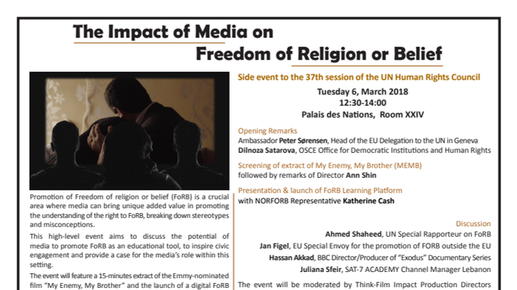 Program för lanseringen i FN: The impact of media on freedom of religion or belief