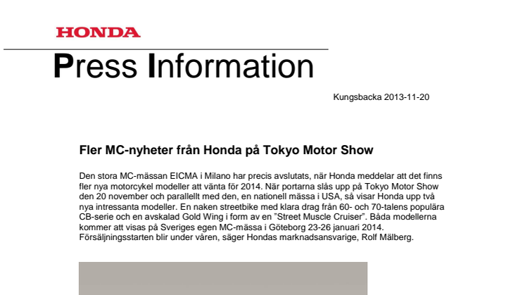 Fler MC-nyheter från Honda på Tokyo Motor Show