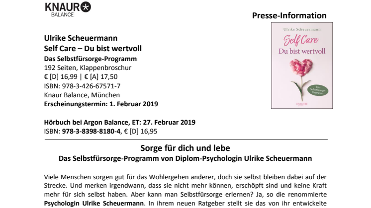 Pressemitteilung: Scheuermann, Self Care
