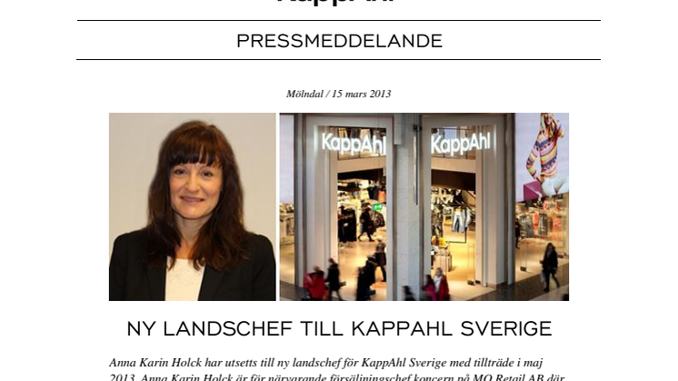 Ny landschef till KappAhl Sverige