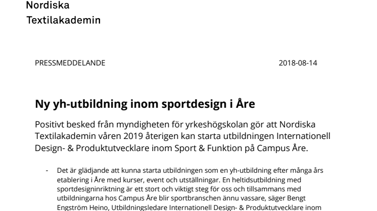 Ny yh-utbildning inom sportdesign i Åre