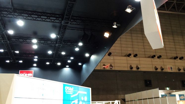 Flying papercraft crane 'Orizuru' @CEATEC Japan 2015 ROHM Semiconductor booth