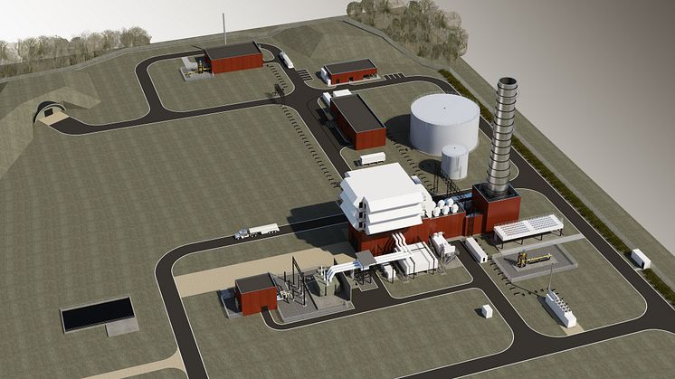 Bild: Zeichnung des neuen Gaskraftwerks Leipheim im Südwesten Bayerns, das als besonderes netztechnisches Betriebsmittel einen wichtigen Beitrag zur Versorgungssicherheit in Süddeutschland leisten wird. Quelle: Siemens Energy