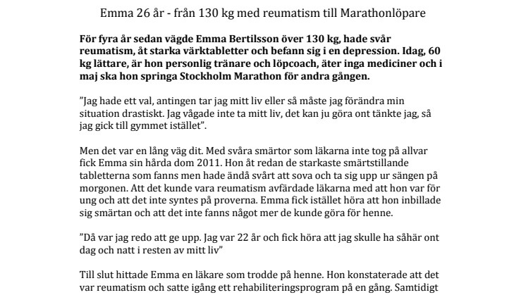 Från 130 kg och reumatism till marathonlöpare