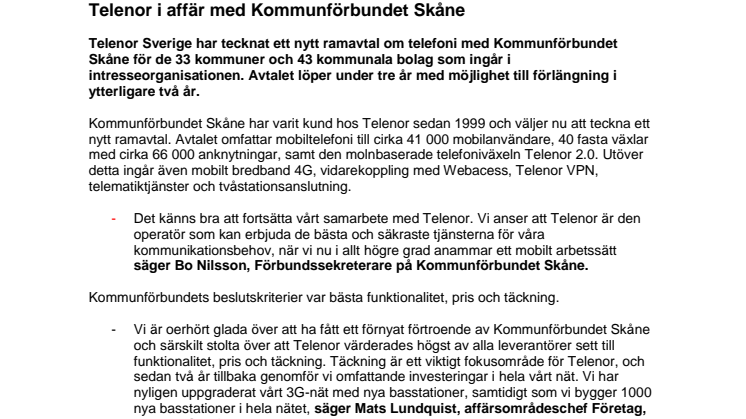 Telenor i affär med Kommunförbundet Skåne 