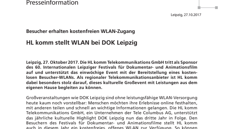 HL komm stellt WLAN bei DOK Leipzig