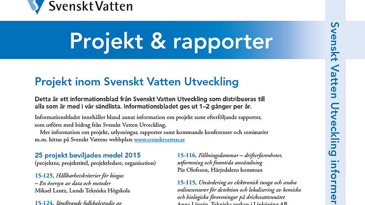 SVUs informationsblad nr 1, april 2016