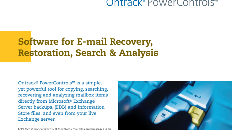 Produktblad Ontrack PowerControls - Microsoft Exchange 