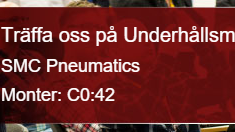 ​SMC Pneumatics ställer ut på Underhållsmässan 2016