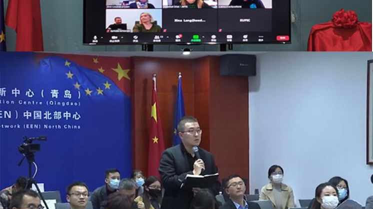 Internationella besök från bl a Kina fortsätter att visa intresse för svenska lösningar av hållbara städer; numera digitalt. Här är Qingdao uppkopplade med Smart City Sweden/Dalarna Science Park