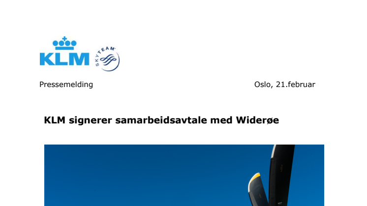 KLM signerer samarbeidsavtale med Widerøe