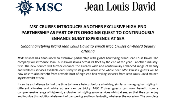  MSC Cruises introduces another exclusive high end partnership 