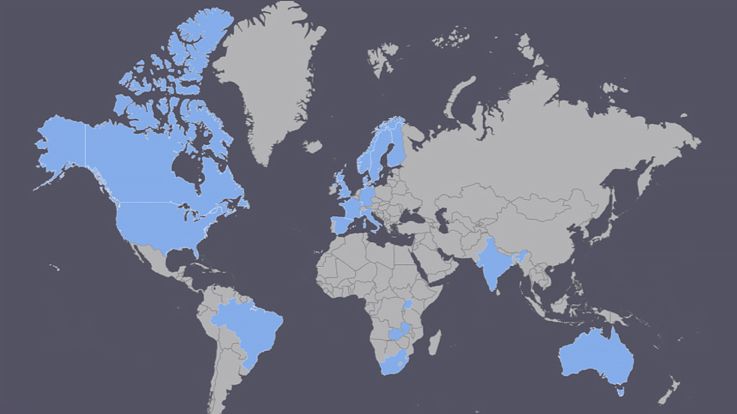 Karta internationell försäljning