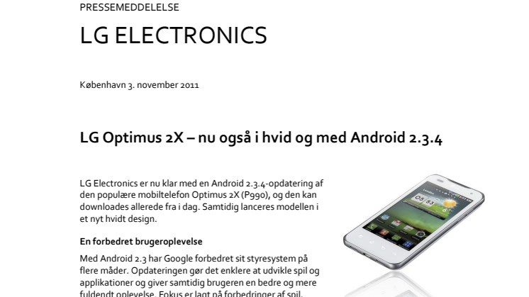 LG Optimus 2X – nu også i hvid og med Android 2.3.4