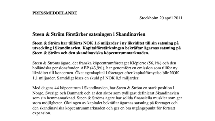 Steen & Ström förstärker satsningen i Skandinavien