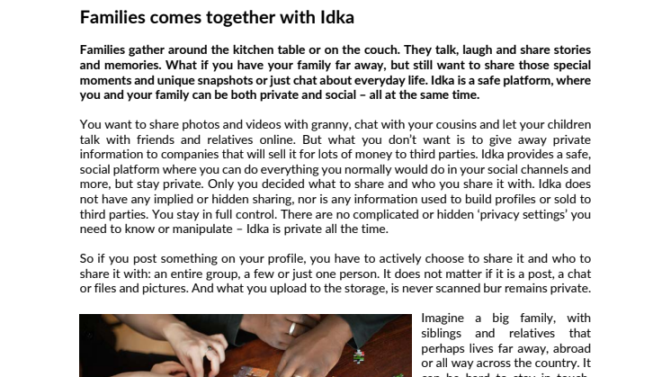 Families comes together with Idka