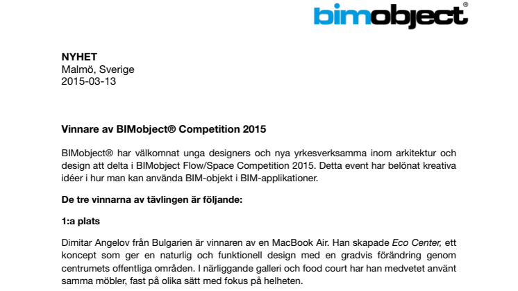 Vinnare av BIMobject® Competition 2015