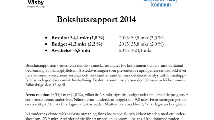 Bokslutsrapport 2014