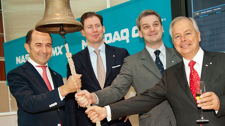 Cavotec's Ottonel Popesco, Michael Scheepers, Diego Fiorentini and Stefan Widegren at the NASDAQ OMX