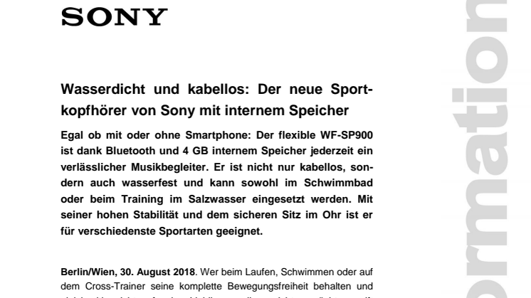 Wasserdicht und kabellos: Der neue Sportkopfhörer von Sony mit internem Speicher 