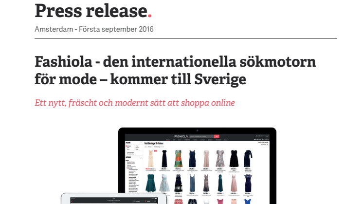 Fashiola - den internationella sökmotorn för mode – kommer till Sverige
