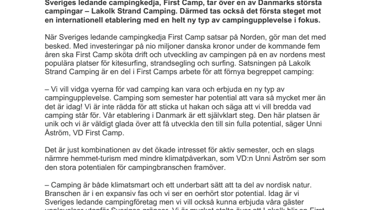Dansk upplevelsecamping nästa steg för Sveriges ledande campingaktör