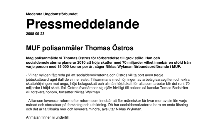 MUF polisanmäler Thomas Östros 