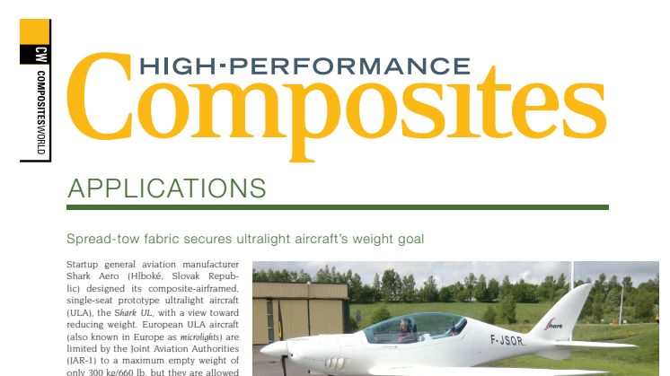Case Study - Spread-tow fabric secures ultralight aircraft’s weight goal