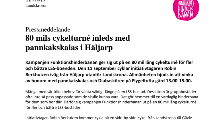 80 mils cykelturné inleds med  pannkakskalas i Häljarp