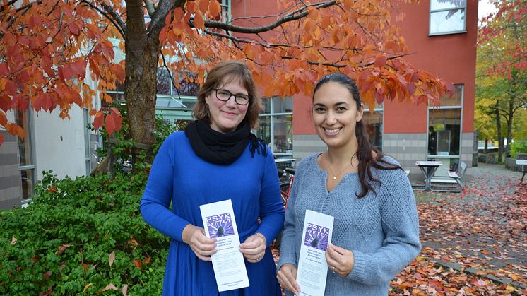 Josefine Möller, gymnasiebibliotekarie och Maria Aviles Kindesjö, folkhälsoutvecklare, arrangerar Psyklyftet tillsammans med flera andra aktörer i Kungsbacka kommun och Region Halland.