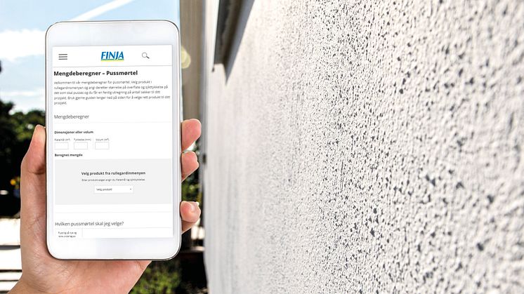 Å beregne pussmørtel ble nettopp mye enklere – Finja presenterer digital mengdeberegner