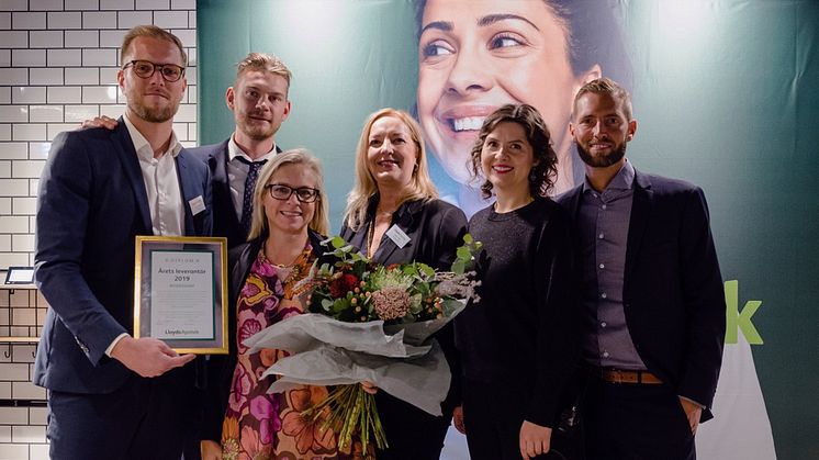 Från vänster till höger: Axel Wibrån (Beiersdorf), Sebastian Wickberg (LloydsApotek), Anna-Karin Wright (Beiersdorf), Anne Valin (LloydsApotek), Helena Tolf (LloydsApotek) och Karl Eckerdal (LloydsApotek)