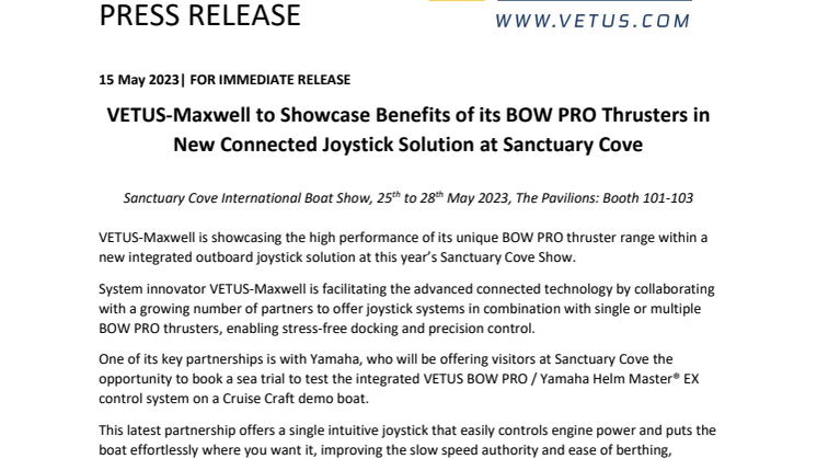 May 2023 - VETUS-Maxwell to Showcase Benefits of its BOW PRO Thrusters in New Connected Joystick Solution.FINAL.pdf
