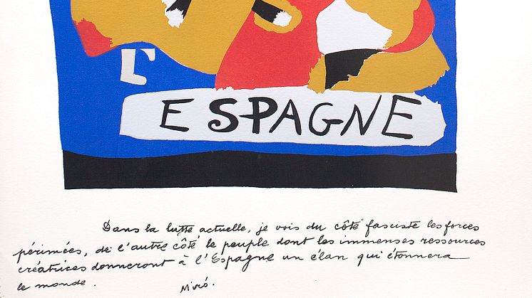 Juan Miró, Aidez L´Espagne 1 fr, 1937. Kristianstads konsthall.