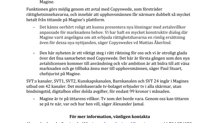 Magine möjliggör omstart av SVT:s program