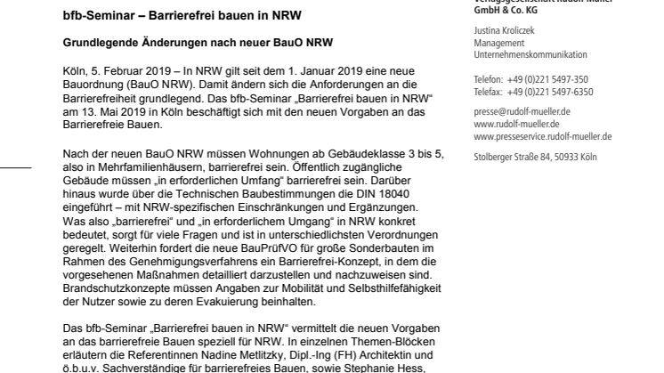 bfb-Seminar – Barrierefrei bauen in NRW