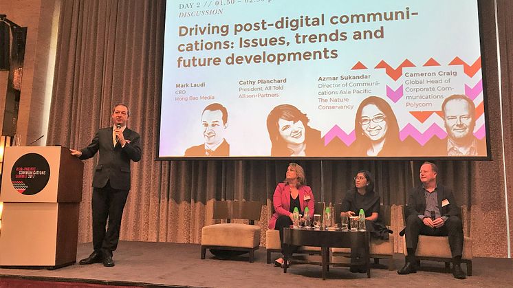 Mark Laudi moderating the final of the 2-day conference in Hong Kong