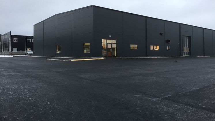 Nybyggda fastigheten på Ventilvägen 14 där Hydroscand öppnar sin nya butik i början av 2018.