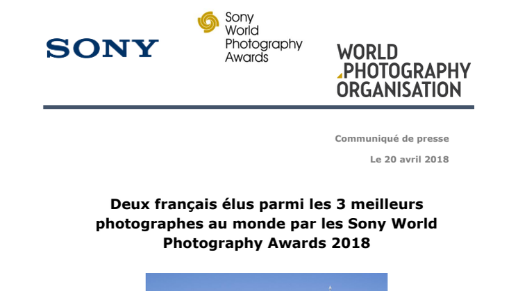 Deux français élus parmi les 3 meilleurs photographes au monde par les Sony World Photography Awards 2018