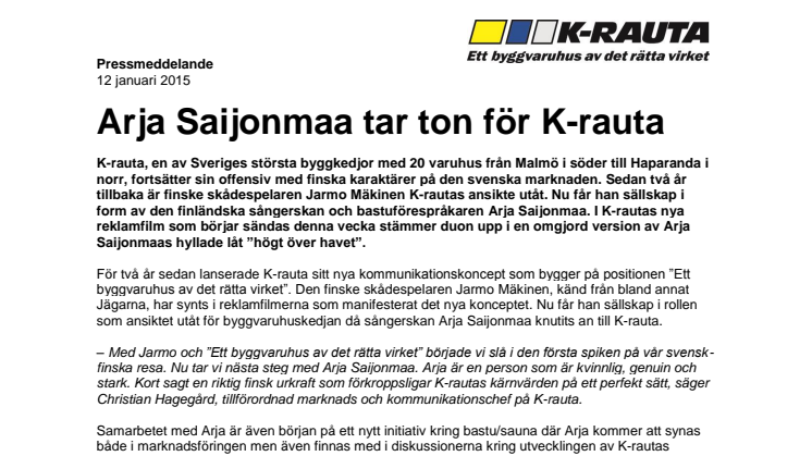 Arja Saijonmaa tar ton för K-rauta